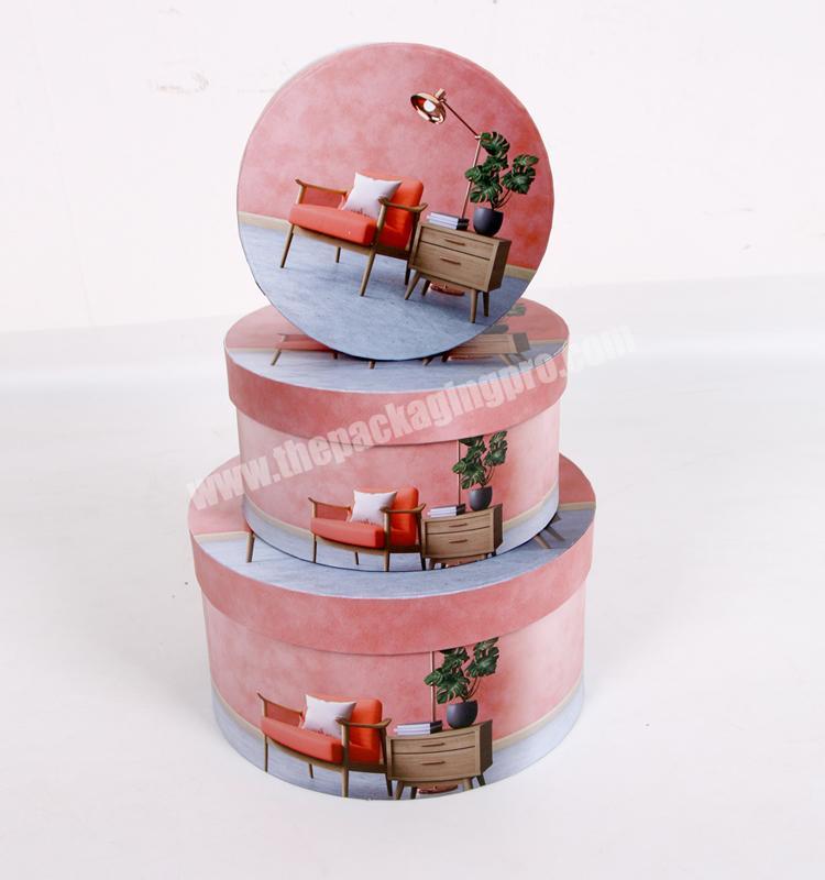 Innovative Round Shape Cardboard Paper Wrapping Gift Boxes Set Of 3PCS