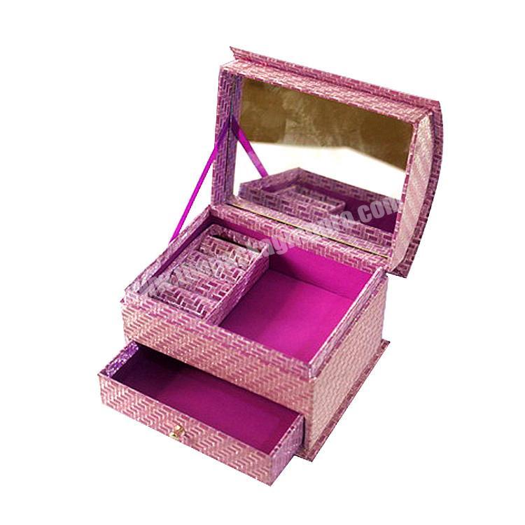 jewellery packaging boxes Pink Mini Makeup Cosmetic Box With Mirror