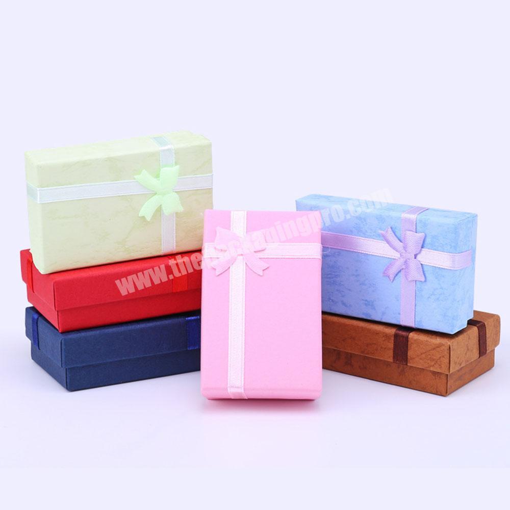 Jewelry Trinket Rings, Earrings, Necklaces Art Paper Cardboard Box Packaging With Inserts With Ribbon