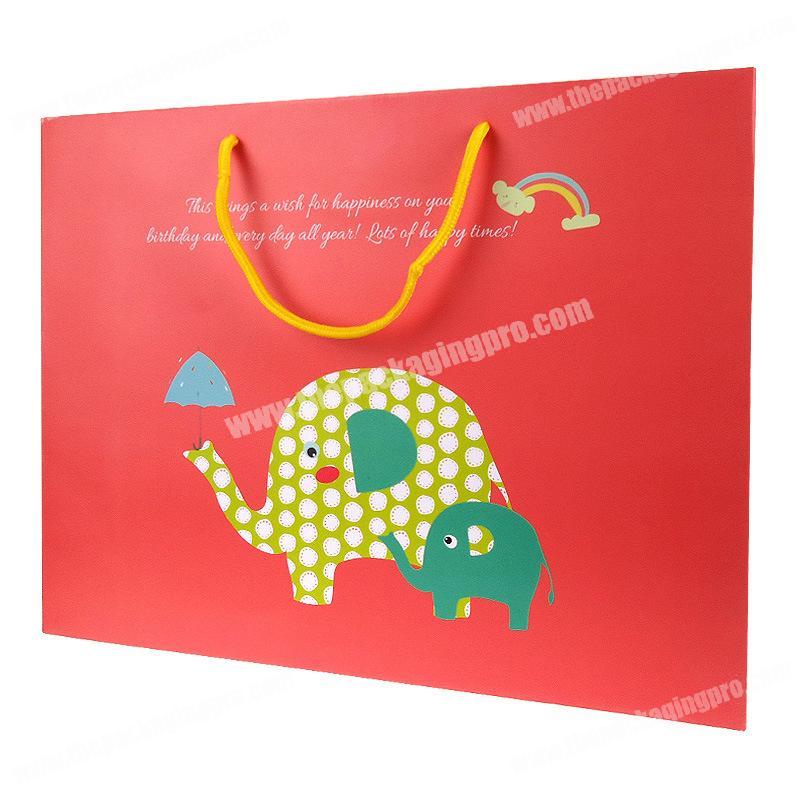 Korean cartoon kids gift hand paper bag big boutique clothing shopping bag