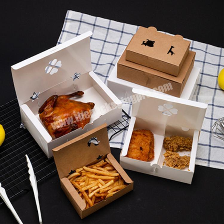 kraft fried chicken packaging boxes for food with compartment