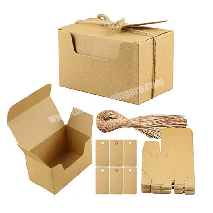Kraft Gift Boxes Brown Boxes Gifts Paper Box with Tags Hemp Rope for Wedding Party Present Wrapping Favour Candy