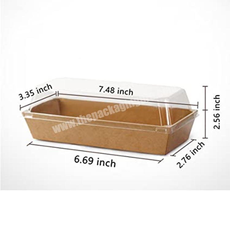 Kraft meal noodle Paper cake Box  sandwich packaging box with Clear PET Lid  Custom Carry Tray