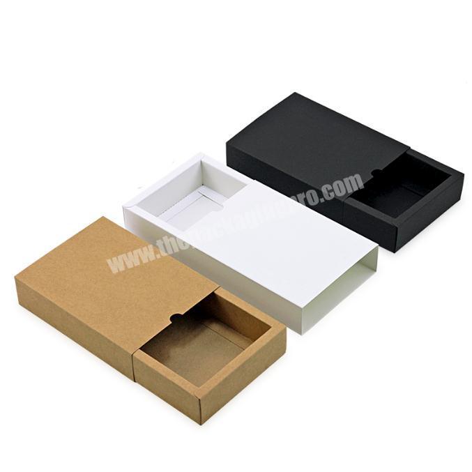 Kraft paper box black white paper drawer box for tea gift underwear biscuit packaging carton can be customized 28x14x5cm