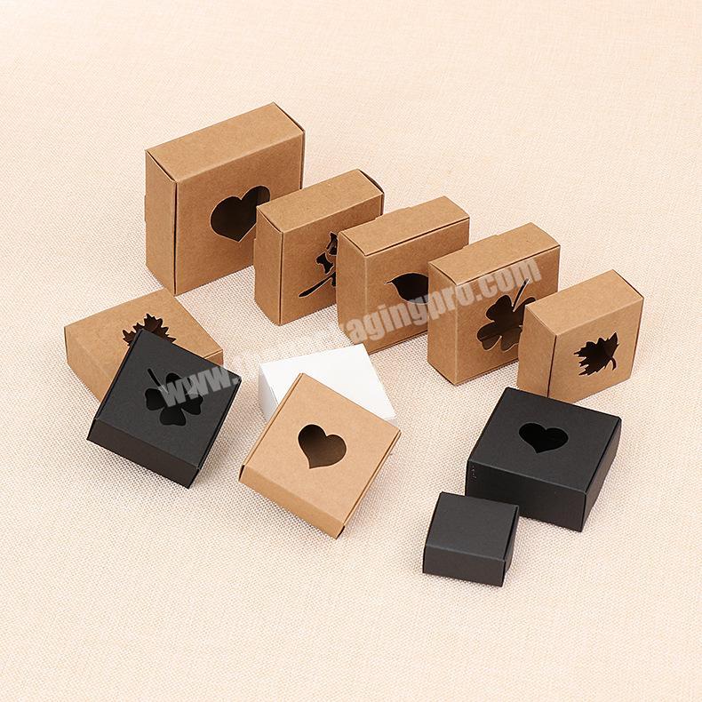 kraft paper box for soap packaging with clear window patterns with customized logo