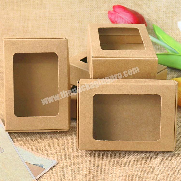 Kraft Paper Box with Window Handmade Soap Box Cookies Gift Candy Box Wedding Party Decoration 85x60x22mm