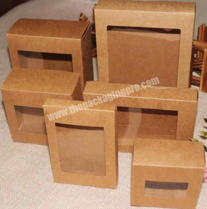 Kraft Paper Boxes Wedding Favor Boxes Birthday Baby Shower Gift Boxes with Window