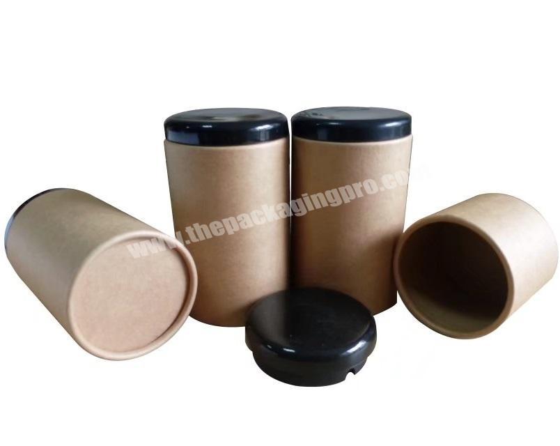 Kraft Paper Cylinder Rolled Edge Tube Packaging with Plastic Top Lid