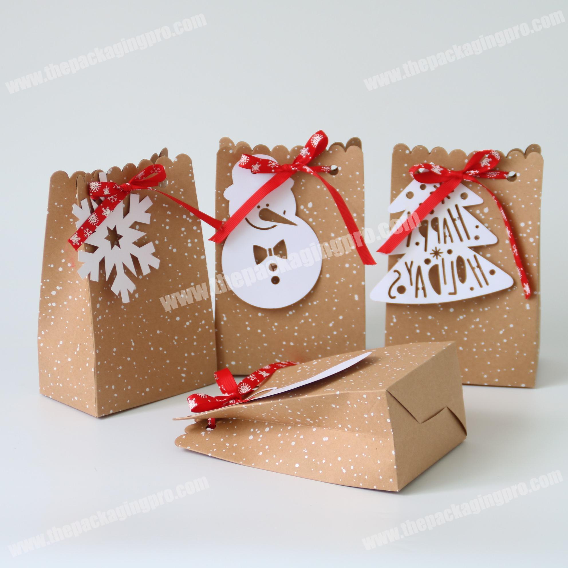 Kraft Paper gift box with White Tags Red Ribbons Packaging Boxes Sweet Christmas box