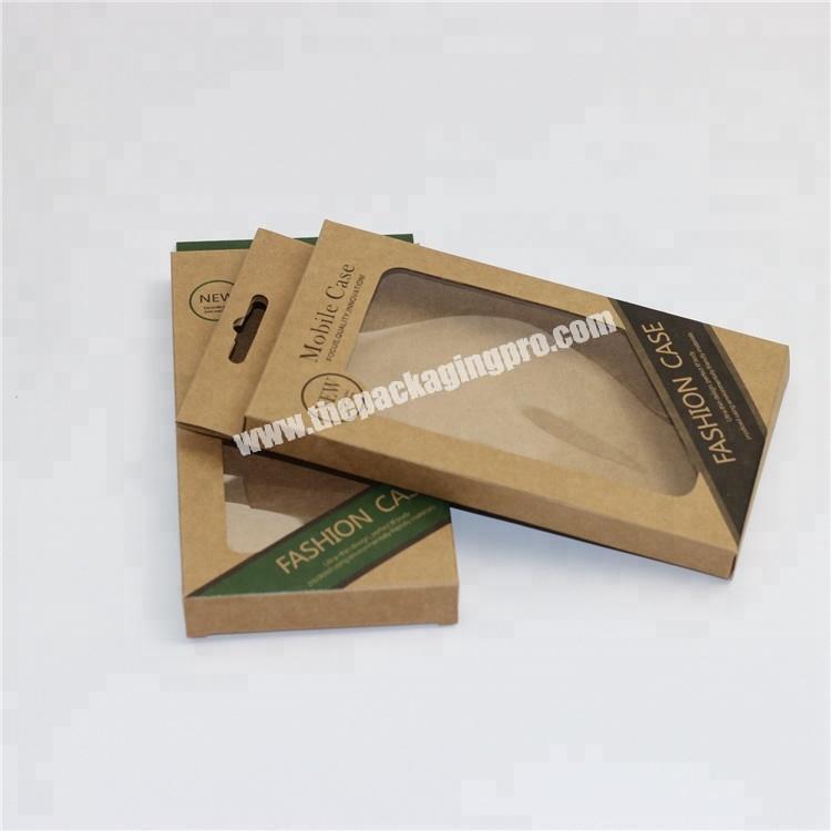 Kraft paper phone case packaging box with clear pvc window