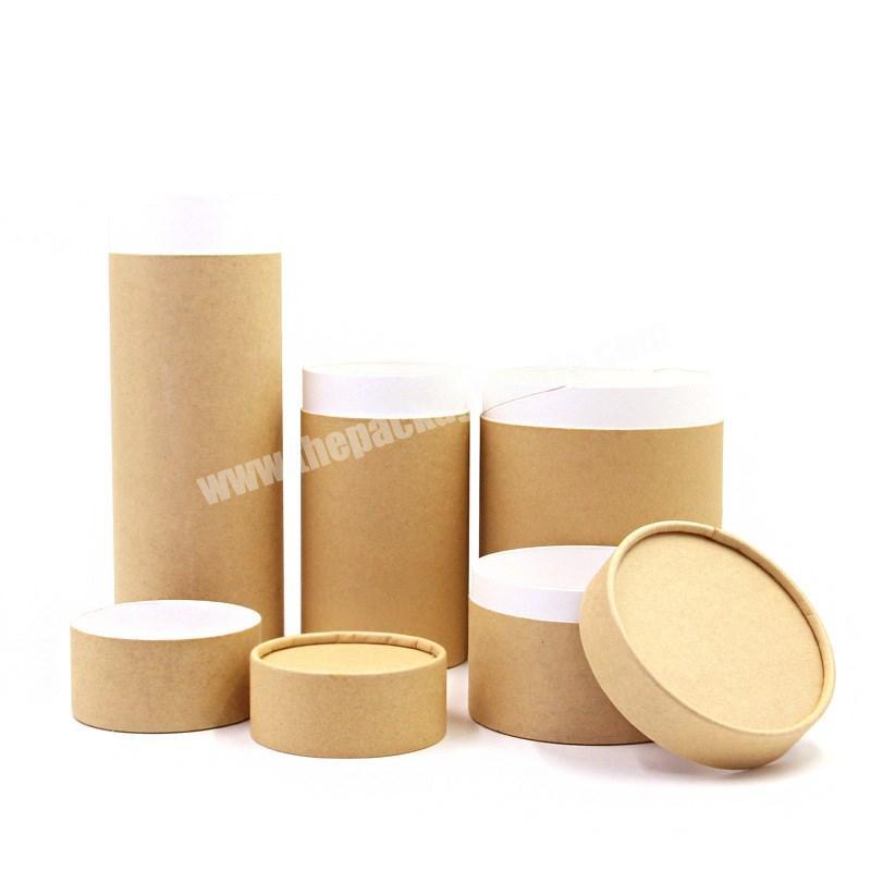 kraft paper round cardboard cylinder packaging tea box with lid