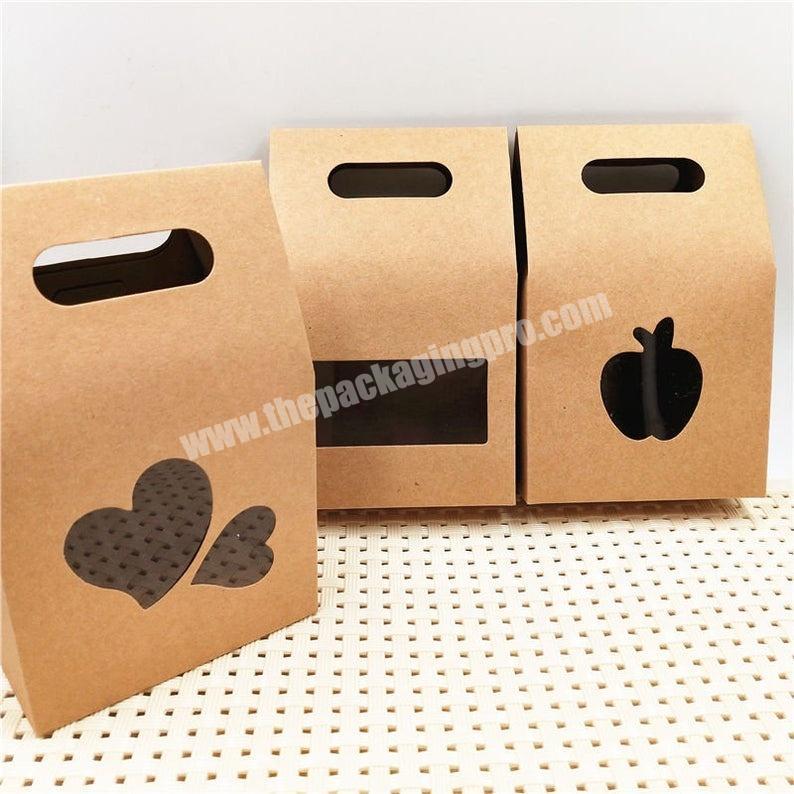 Kraft Paper Standing Clear PVC Window Bags for Dried Fruit Petal Bags with Apple Heart Shaped