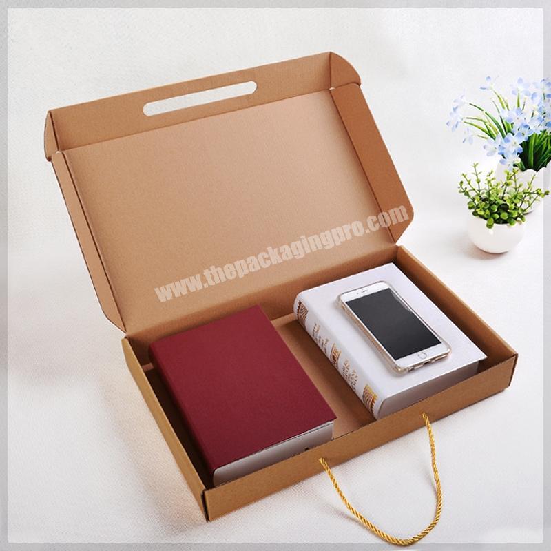 Kraft paper strong cardboard packaging book shipping box with PP rope