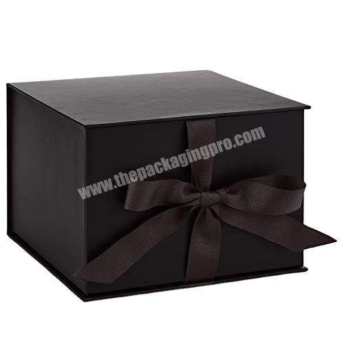 Large black gift box with lid Fathers Day graduations weddings grooms gifts