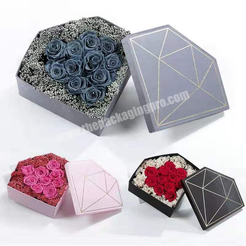 Large decorative gift boxes with roses wrapping black paper packaging box