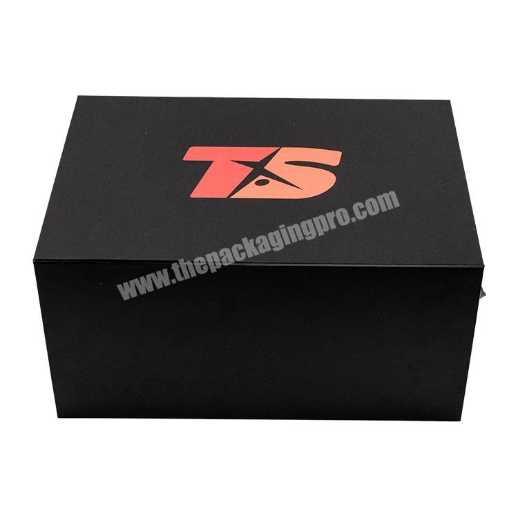 Large luxury custom foldable magnetic black paper cardboard hamper gift box with ribbon packaging boxes