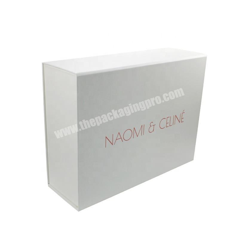 Large Luxury matte white yellow magnetic closure Foldable Cardboard Paper Packaging gift box 33 x 25 x 5 cm
