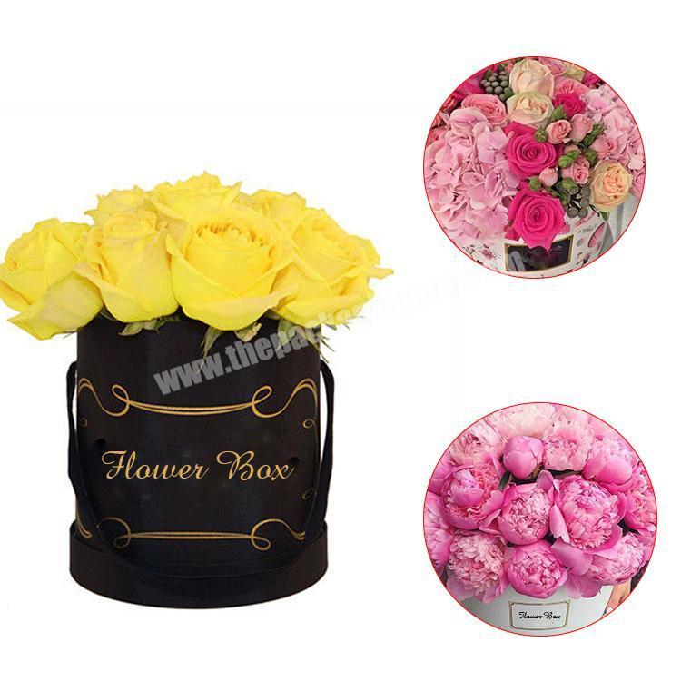 Large paper cans packaging black wholesale cardboard round box for flowers