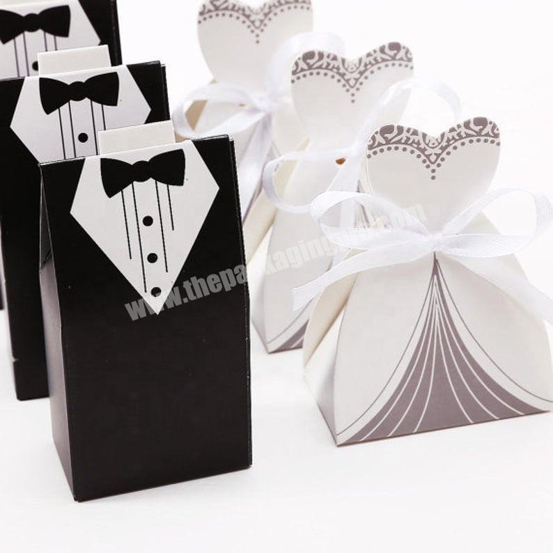 Laser Cut Wedding Dress  Decoration Bride  Groom Party Favor Tuxedo Candy Boxes