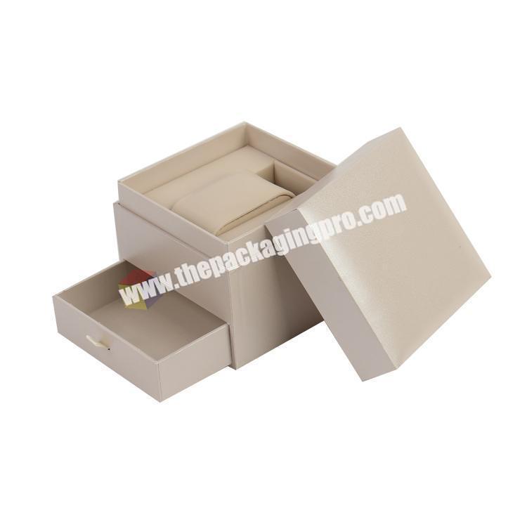 leather packaging custom logo watch box luxury with drawer