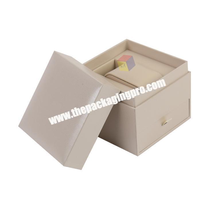 leather square packaging luxury watch box with drawer