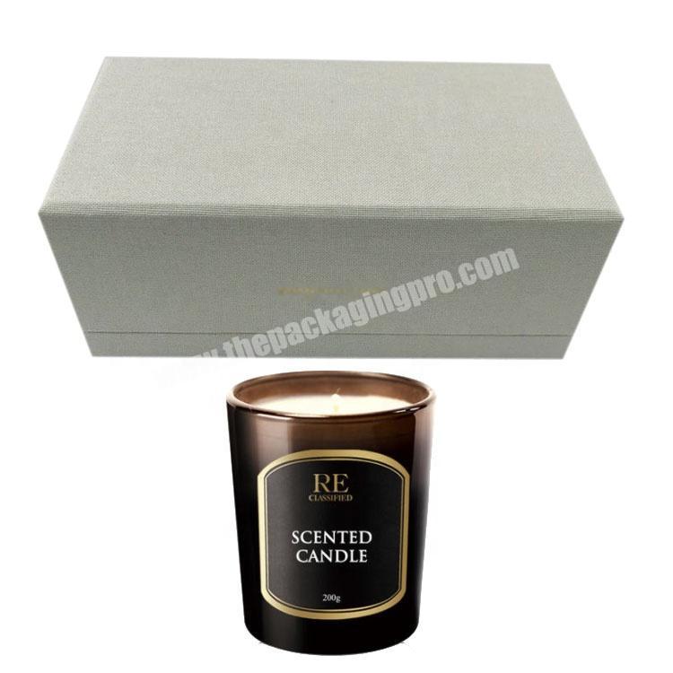 lid and base cloth covered scented candle boxaroma candle packaging aromatherapy candle box with  paper tray
