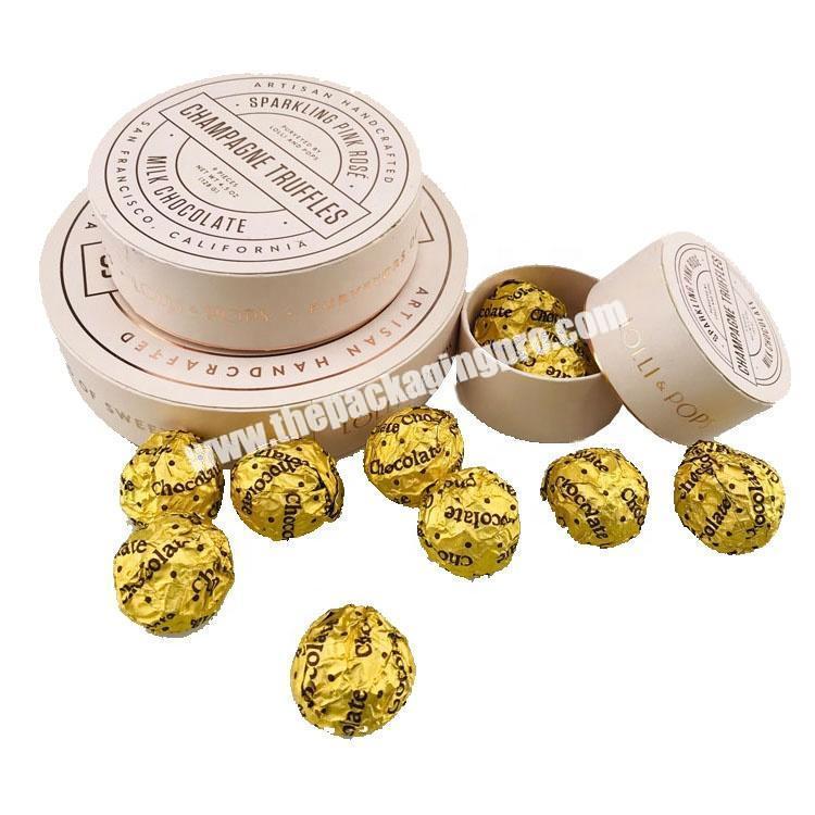 lid and base cylinder chocolate box with foil printing round candy packaging