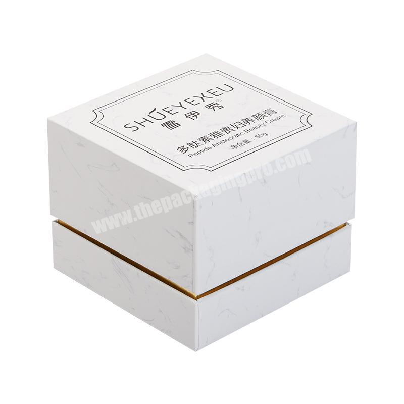 Lid And Base Square White And Gold Packaging Gift Box For Skincare