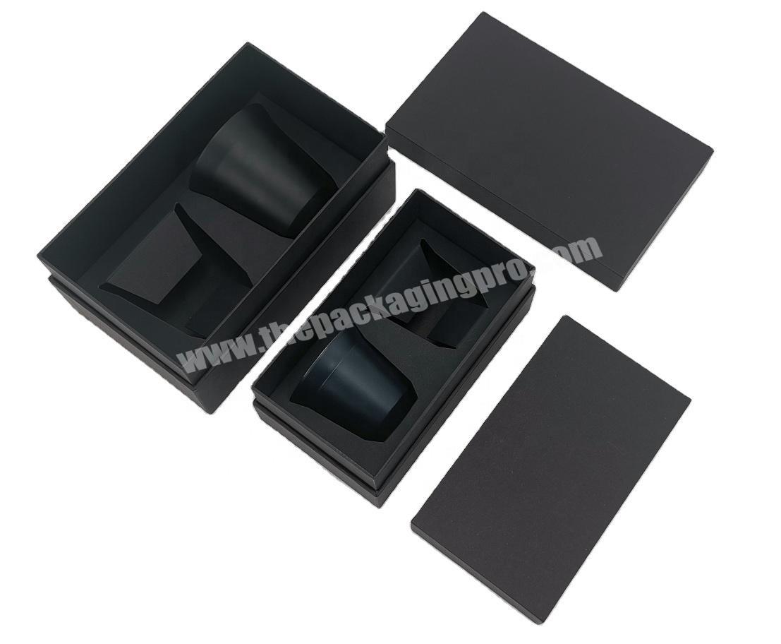 Lid and Base Two Pieces Packaging Gift Box with Card Inserts for Two Stainless Steel Coffee Mug