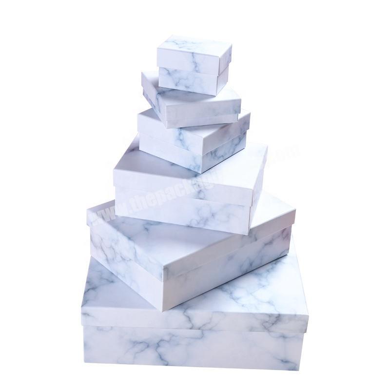 Lift off marble printing box insert lid and base square solid paper party holidays festive packing boxes
