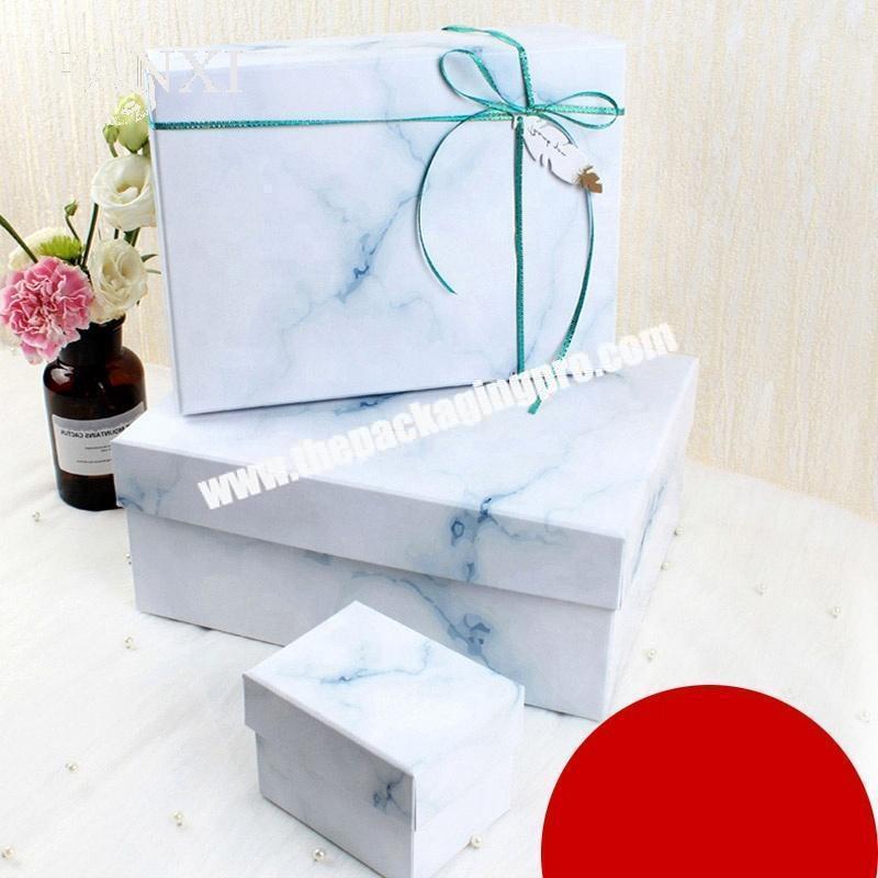 Little Marble Pattern Cardboard Clothing Box Boxes for CocktailPerfume Packaging with Ribbon Decoration