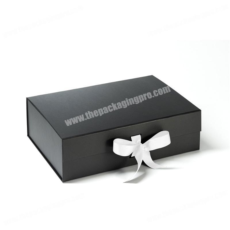 Logo printed black luxury magnetic gift packaging cardboard paper custom box