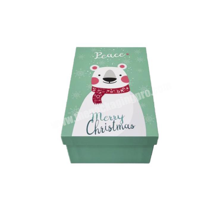 Lovely design custom printing green  lid and base Christmas gift packaging box with bow