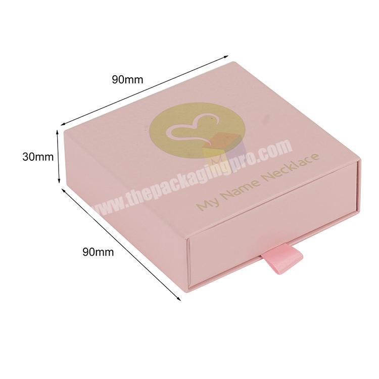 lovely pink color design drawer sliding box jewelry packaging