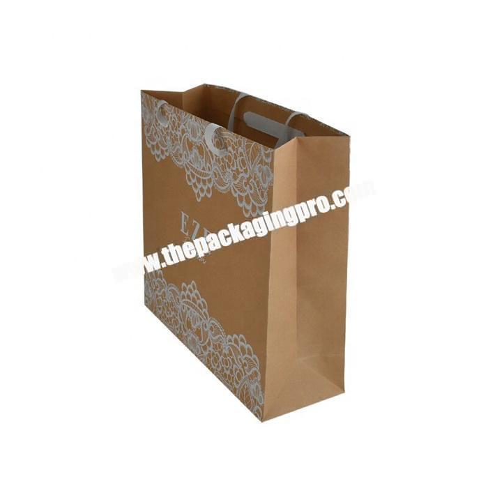 Low cost cardboard paper cloth packaging bag with ribbon handle