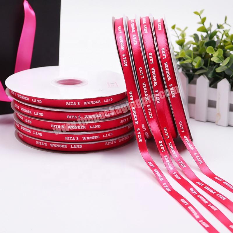 low cost printed ribbon 12mm red custom printed polyester ribbon with white logo ribbon