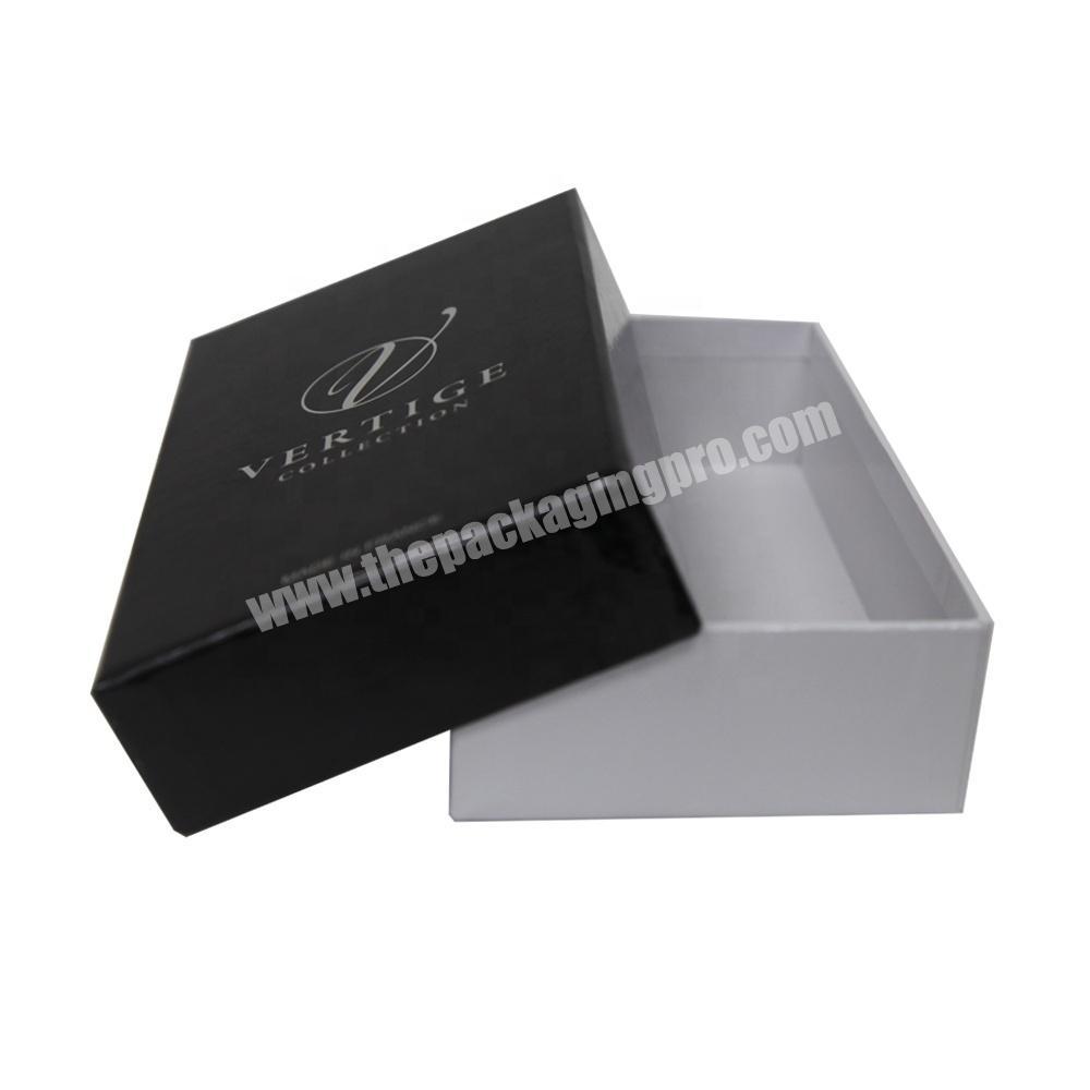 Low MOQ custom black cardboard gift box with lid