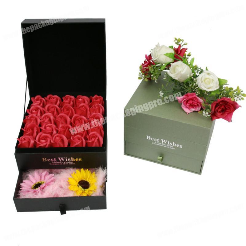 Low Moq wholesale gift flower box with drawer