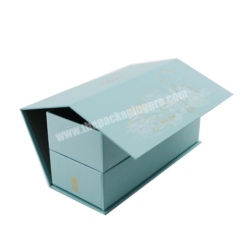 Luxury 2 Drawer Book Shaped Magnetic Cardboard Cosmetic Box Packaging
