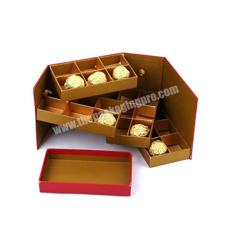 Luxury 4 Layers New Year Cardboard Paper Packaging Sweets Chocolate Gift Box With Handle