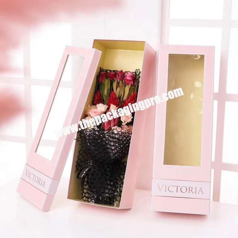Luxury birthday decorations set box cardboard flower box with matte window roses box