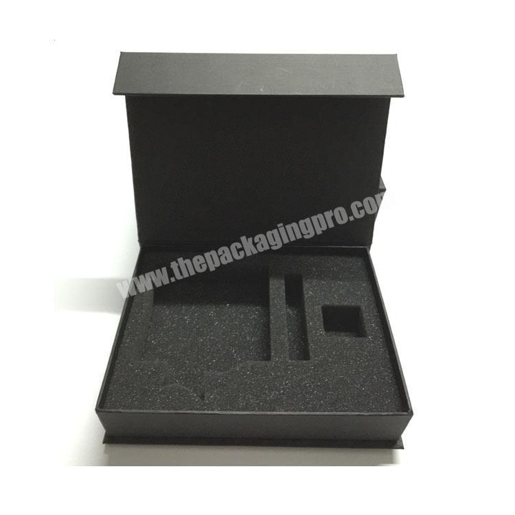 luxury black book shape gift box packaging with foam insert