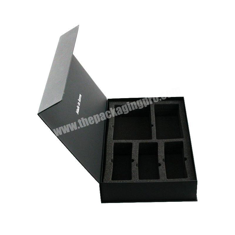 Luxury Black Custom Logo Magnetic Closure Cardboard Gift Box Packaging Box With Foam Insert