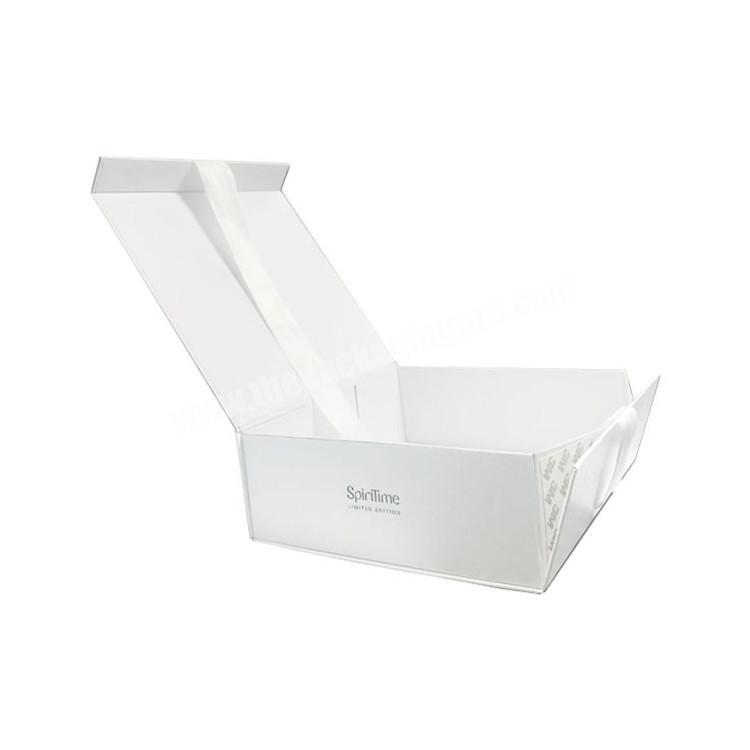 Luxury black gift paper folding box ribbon closures