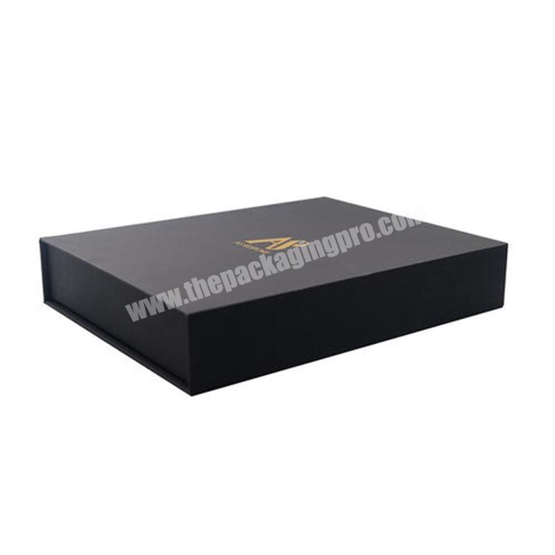 luxury Black Magnetic Gift Boxes with custom gold foil logo