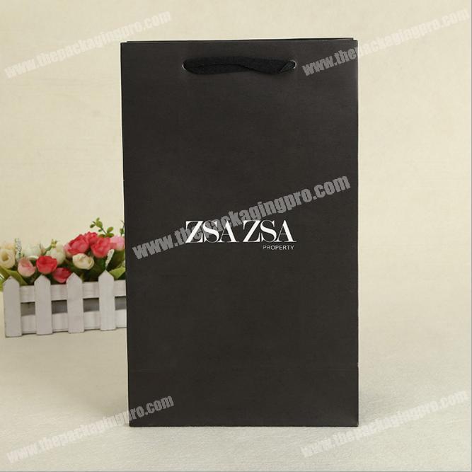 Luxury Black paper bag with logo carrier bag for shopping
