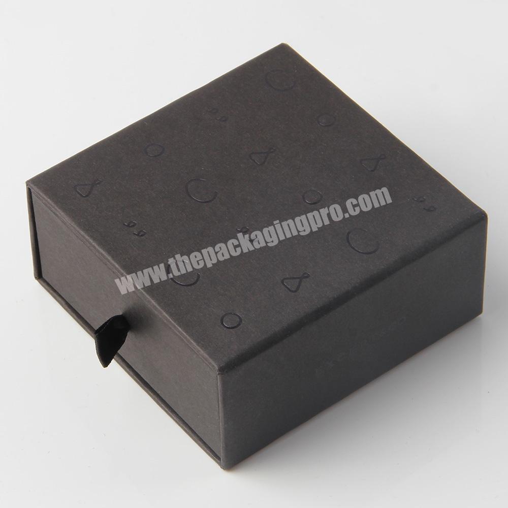 luxury black paper engagement ring jewelry gift packaging box slide