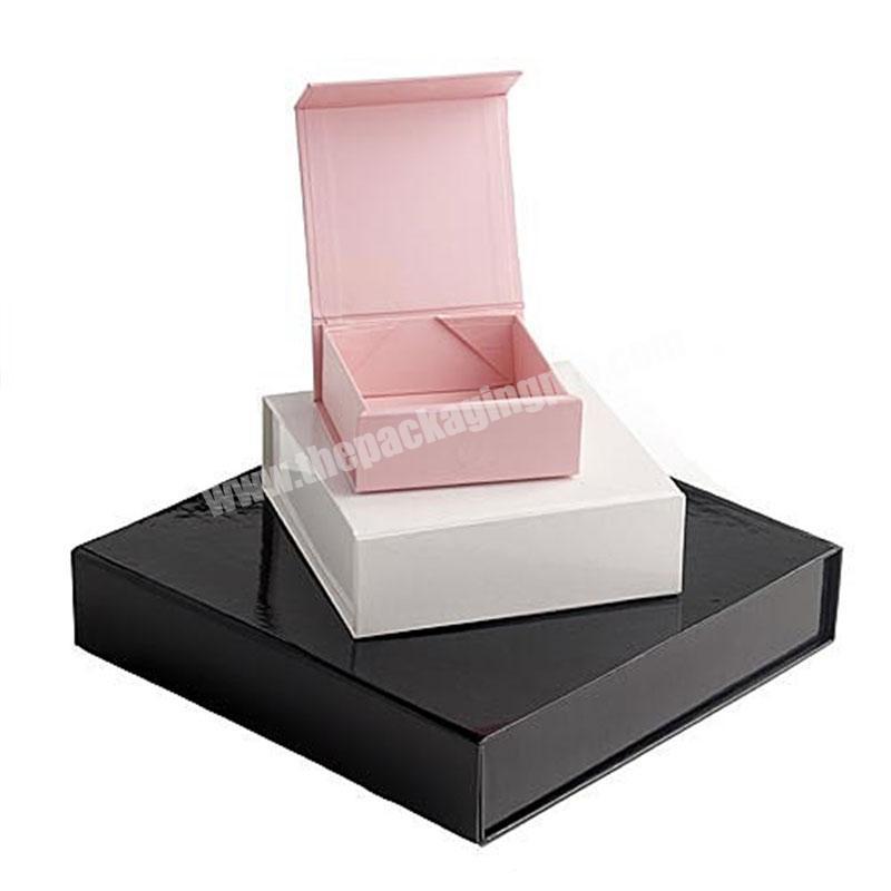 Luxury Black Paper Gift Packaging Flat Pack Collapsible Folding Magnetic Box