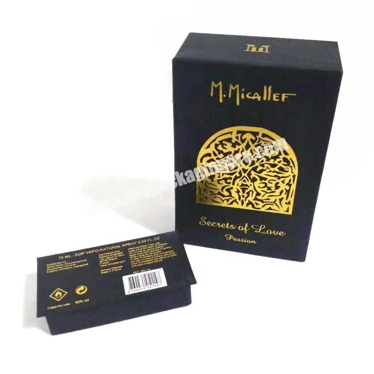 Luxury Black Recycled Cardboard Paper Packaging Perfume Gift Box With Printing