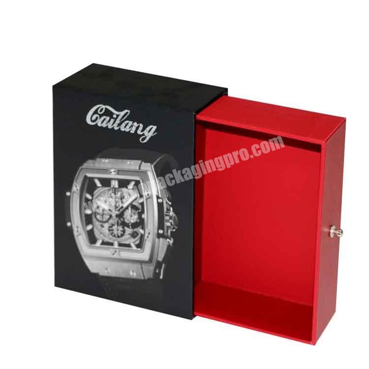 Luxury Black Rigid cardboard Sliding Drawer Gift Watch Jewelry Paper Packaging box